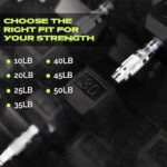 Rubber Coated Dumbbell with No-Roll Design & Knurled Steel Handle – Strength Training Weights for Home Gym – 10–60 lbs (Sold Individually) - Image 3