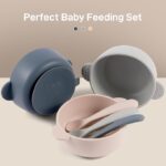 Silicone Baby Feeding Set – 3 Suction Bowls & 3 Baby Spoons, BPA-Free Utensils for Babies, Toddlers & Kids, Microwave & Dishwasher Safe - Image 2