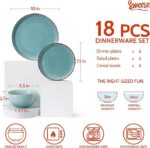 Plates and Bowls Set – Porcelain Dinnerware for 6, 18 pcs Handcrafted Glaze Embossed Dinner Set, Scratch-Resistant, Dishwasher/Oven/Microwave Safe Ceramic Dish Set, Gradient Blue - Image 4