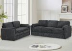 Classic Chenille 2-Piece Sectional Sofa Set – Loveseat & 3-Seat Sofa with Thick Cushions and 2 Extra Armrest Pillows, Grey