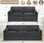 Classic Chenille 2-Piece Sectional Sofa Set – Loveseat & 3-Seat Sofa with Thick Cushions and 2 Extra Armrest Pillows, Grey - Image 3